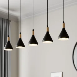 Lindby hanglamp Arina, 100 cm, zwart, 5-lamps