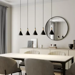 Lindby hanglamp Arina, 100 cm, zwart, 5-lamps