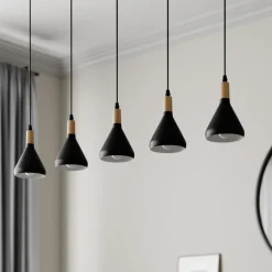 Lindby hanglamp Arina, 100 cm, zwart, 5-lamps