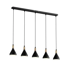 Lindby hanglamp Arina, 100 cm, zwart, 5-lamps