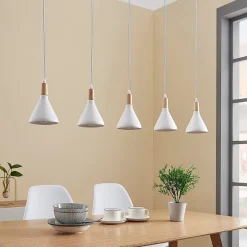 Lindby hanglamp Arina, 100 cm, wit, 5-lamps, E14
