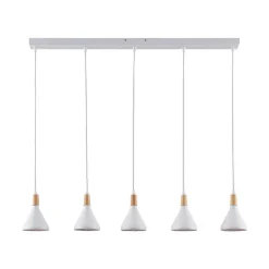 Lindby hanglamp Arina, 100 cm, wit, 5-lamps, E14
