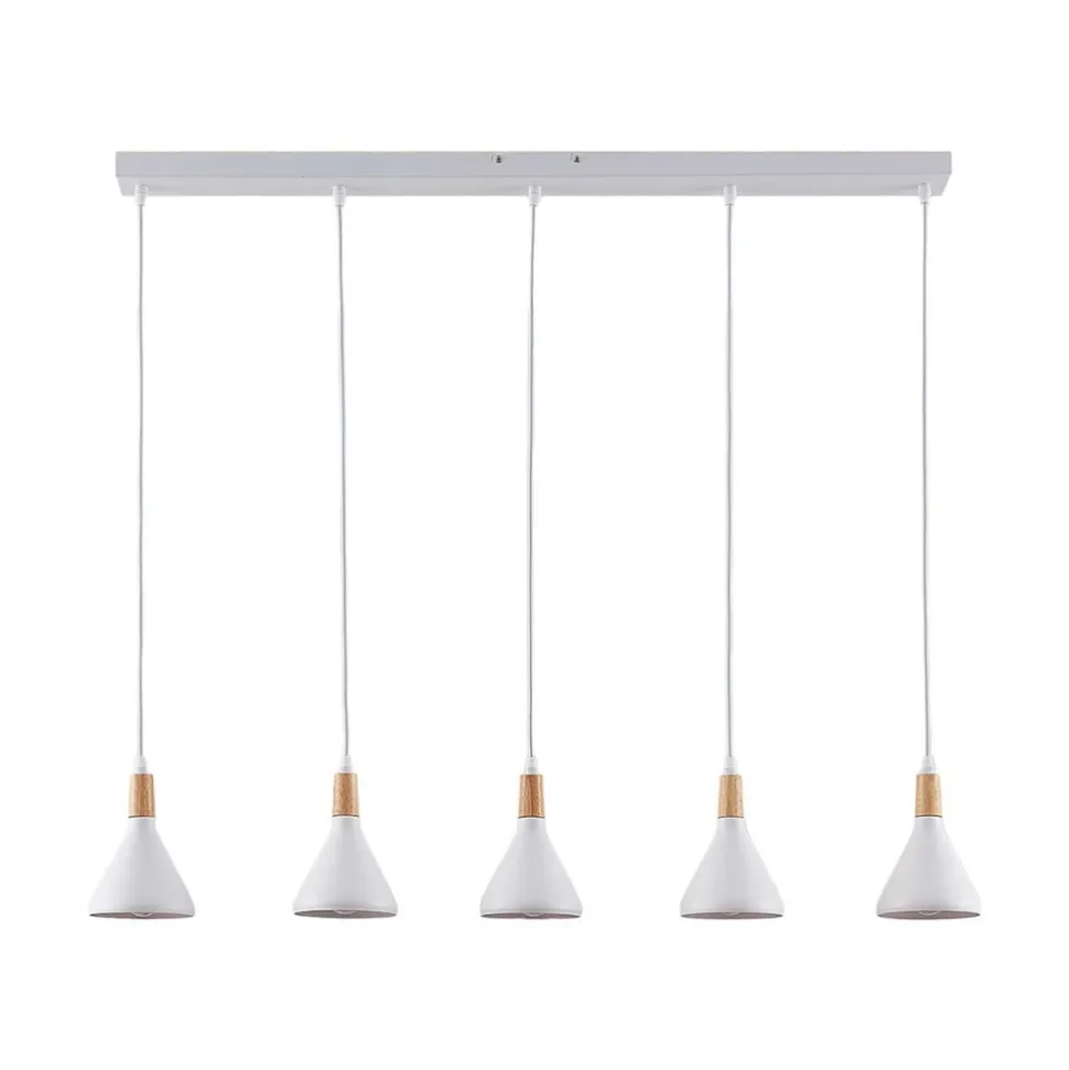 Lindby hanglamp Arina, 100 cm, wit, 5-lamps, E14