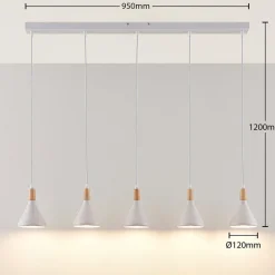 Lindby hanglamp Arina, 100 cm, wit, 5-lamps, E14