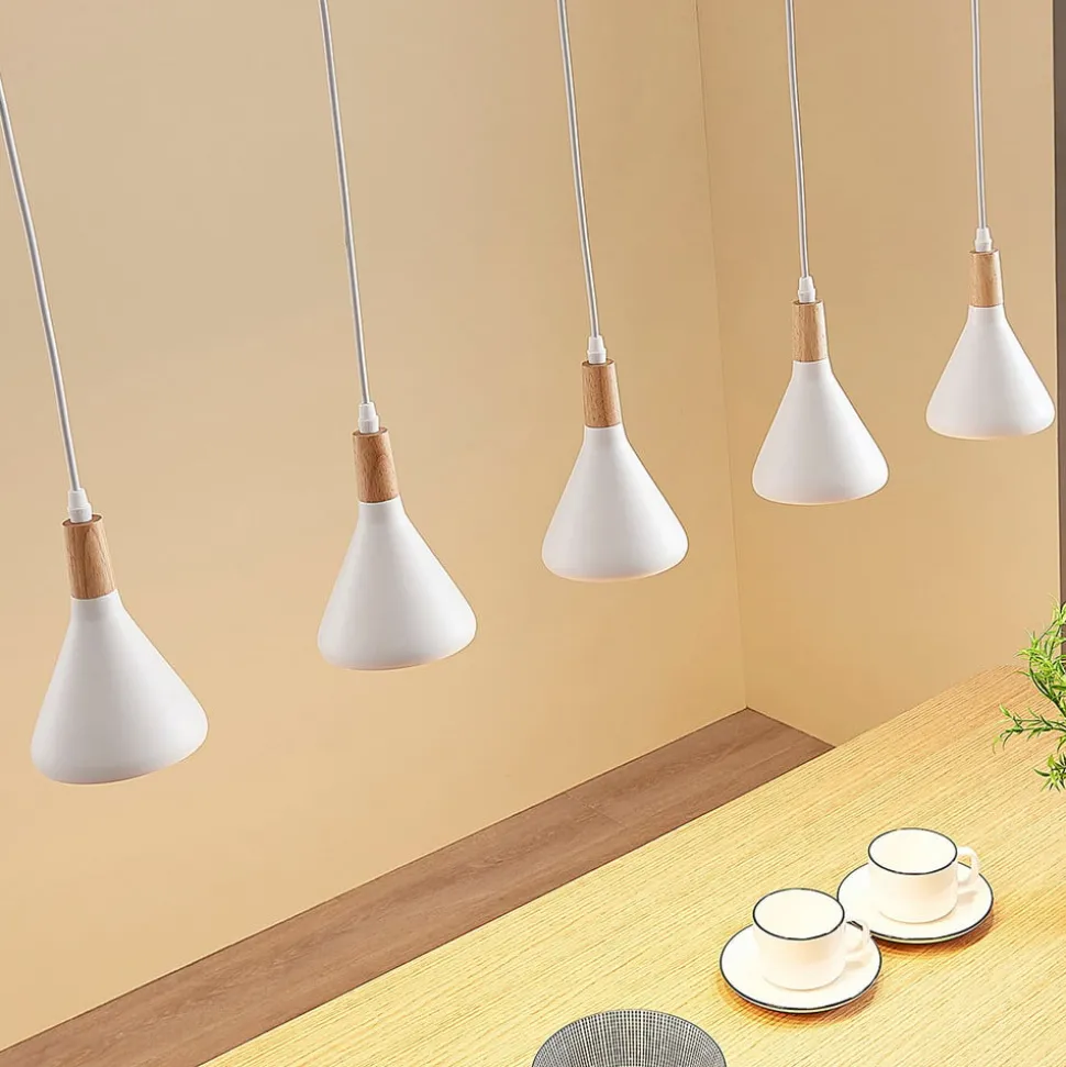 Lindby hanglamp Arina, 100 cm, wit, 5-lamps, E14