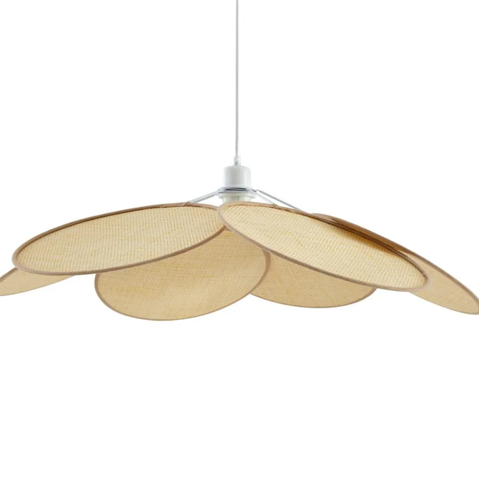 Lindby hanglamp Astraia, naturel/wit, rotan, Ø 80 cm