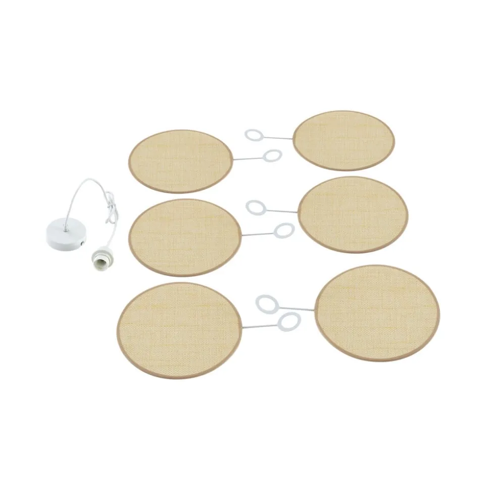 Lindby hanglamp Astraia, naturel/wit, rotan, Ø 80 cm