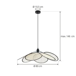 Lindby hanglamp Astraia, naturel/zwart, linnen, Ø 80 cm