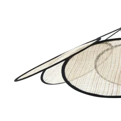 Lindby hanglamp Astraia, naturel/zwart, linnen, Ø 80 cm