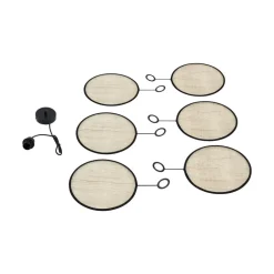 Lindby hanglamp Astraia, naturel/zwart, linnen, Ø 80 cm