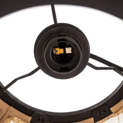 Lindby hanglamp Aurinil, houtkleurig, linnen, Ø 48cm, E27