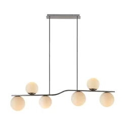 Lindby hanglamp Avalyn, nikkelkleurig, glas, 110 cm, E14