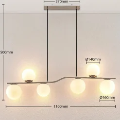 Lindby hanglamp Avalyn, nikkelkleurig, glas, 110 cm, E14