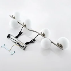 Lindby hanglamp Avalyn, nikkelkleurig, glas, 110 cm, E14