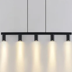 Lindby hanglamp Baliko, zwart, 116 cm, 5-lamps, GU10