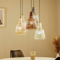 Lindby hanglamp Belarion, meerkleurig, 5-lamps, Ø 65 cm