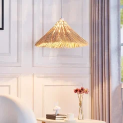 Lindby hanglamp Borys, Ø 55 cm, zeegras, E27