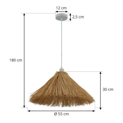 Lindby hanglamp Borys, Ø 55 cm, zeegras, E27