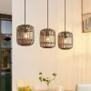 Lindby hanglamp Canyana, naturel, 3-lamps, rotan, 105 cm