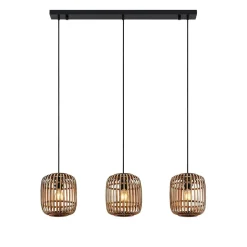 Lindby hanglamp Canyana, naturel, 3-lamps, rotan, 105 cm