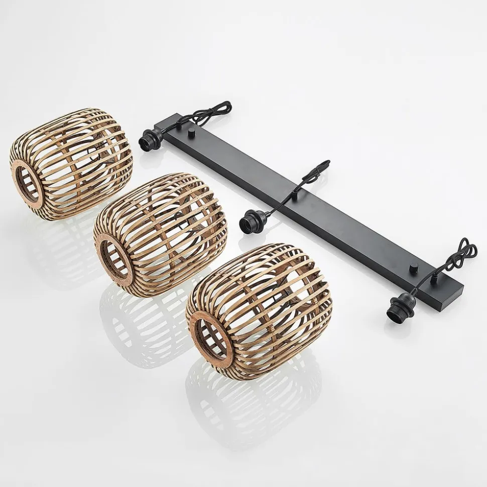 Lindby hanglamp Canyana, naturel, 3-lamps, rotan, 105 cm