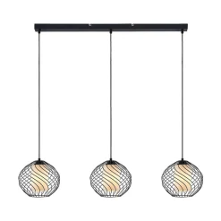 Lindby hanglamp Cedrice, 3-lamps, zwart, metaal, E27