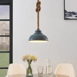 Lindby hanglamp Chaby, Ø 29 cm, 1-lamp, metaal, touw