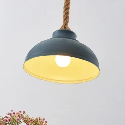 Lindby hanglamp Chaby, Ø 29 cm, 1-lamp, metaal, touw