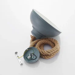 Lindby hanglamp Chaby, Ø 29 cm, 1-lamp, metaal, touw