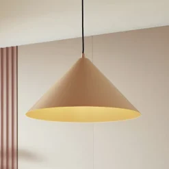 Lindby hanglamp Clarine, beige, Ø 50 cm, metaal