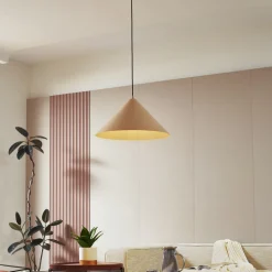 Lindby hanglamp Clarine, beige, Ø 50 cm, metaal