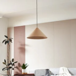 Lindby hanglamp Clarine, beige, Ø 50 cm, metaal