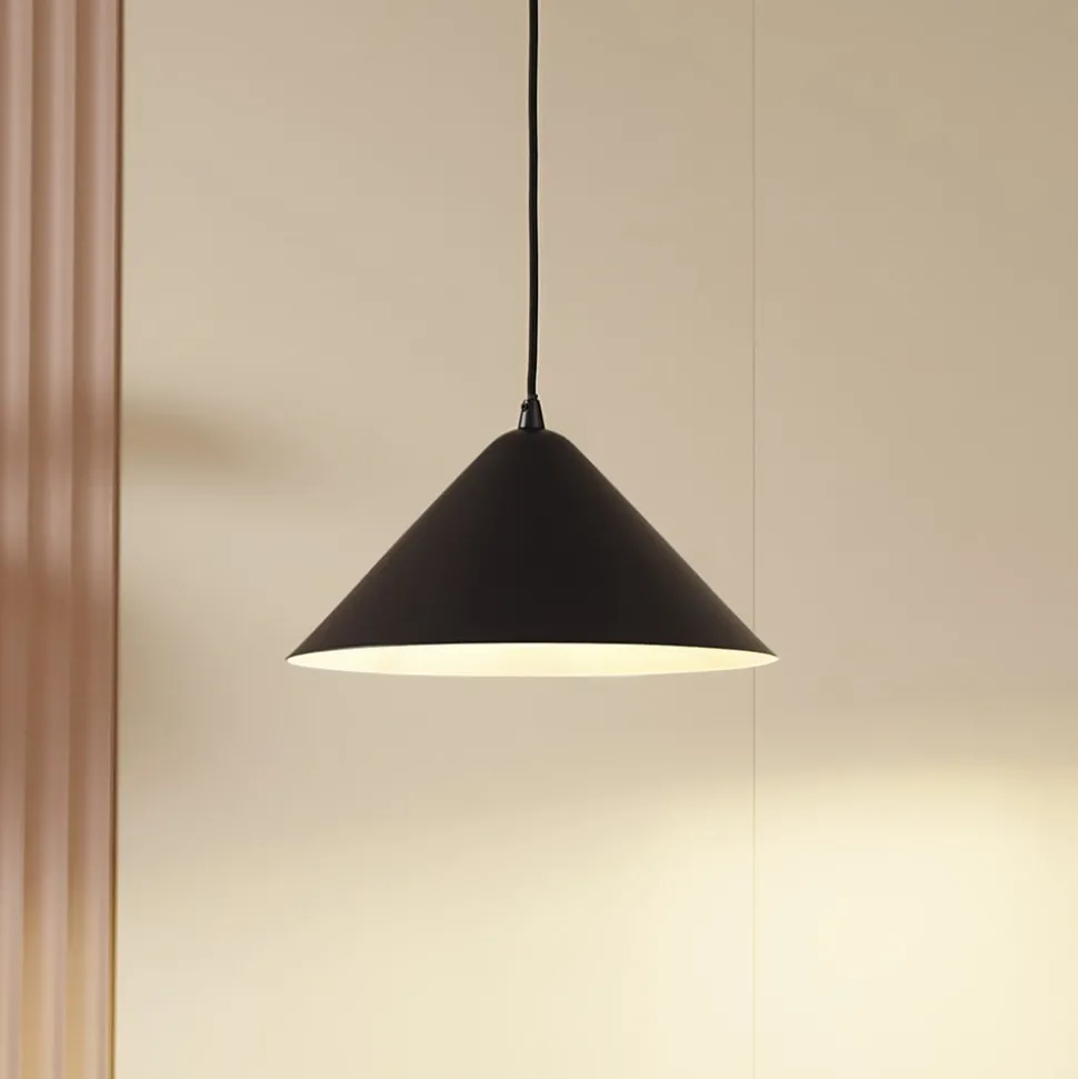 Lindby hanglamp Clarine, zwart/wit, Ø 32 cm, metaal