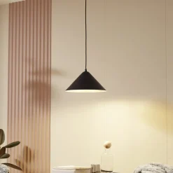 Lindby hanglamp Clarine, zwart/wit, Ø 32 cm, metaal