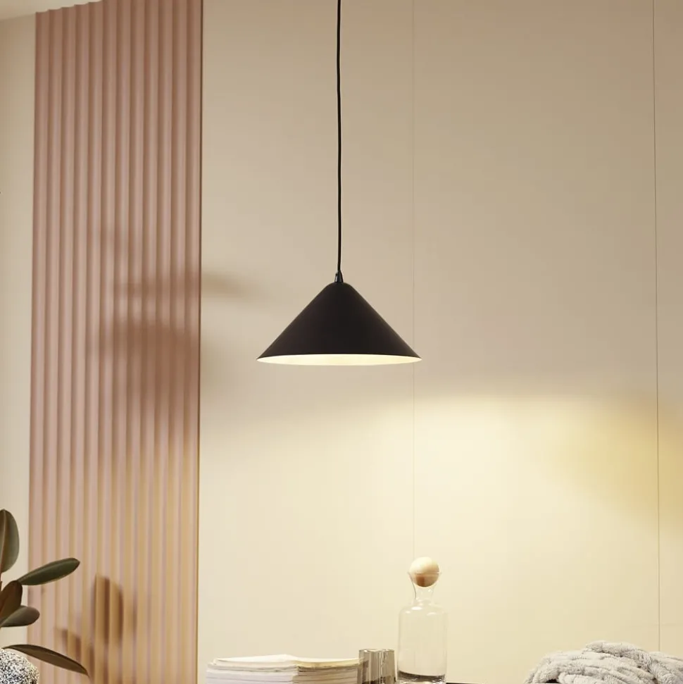 Lindby hanglamp Clarine, zwart/wit, Ø 32 cm, metaal