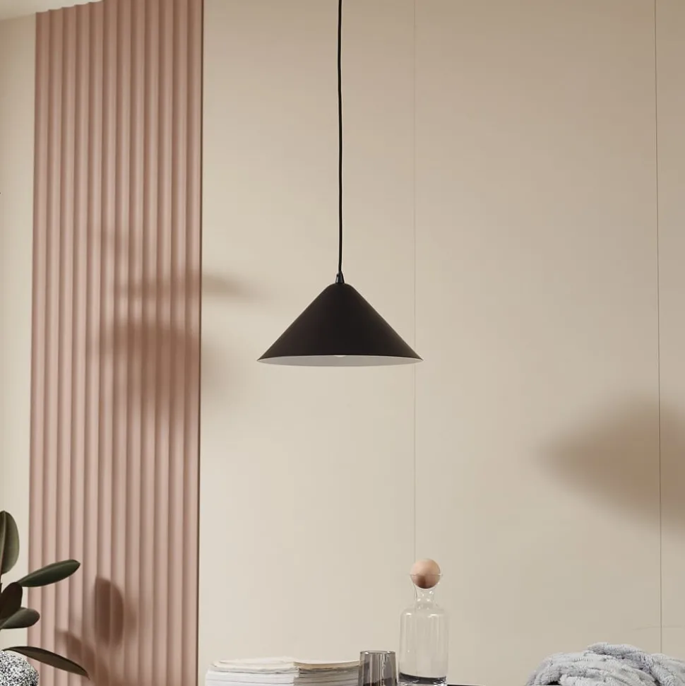 Lindby hanglamp Clarine, zwart/wit, Ø 32 cm, metaal