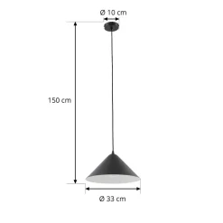 Lindby hanglamp Clarine, zwart/wit, Ø 32 cm, metaal