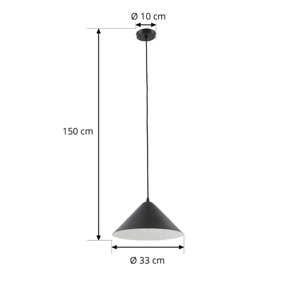 Lindby hanglamp Clarine, zwart/wit, Ø 32 cm, metaal