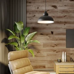 Lindby hanglamp Cliona, zwart, metaal, Ø 31 cm, E27