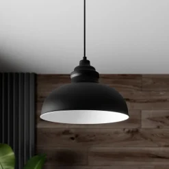 Lindby hanglamp Cliona, zwart, metaal, Ø 31 cm, E27