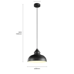 Lindby hanglamp Cliona, zwart, metaal, Ø 31 cm, E27