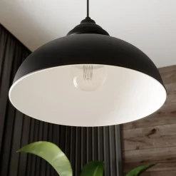 Lindby hanglamp Cliona, zwart, metaal, Ø 31 cm, E27