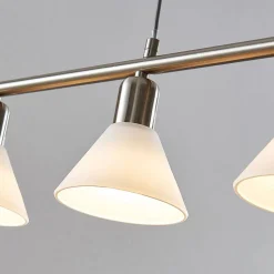 Lindby hanglamp Delira, 4-lamps nikkel, in hoogte verstelbaar