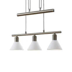 Lindby hanglamp Delira, 3-lamps, nikkel, in hoogte verstelbaar
