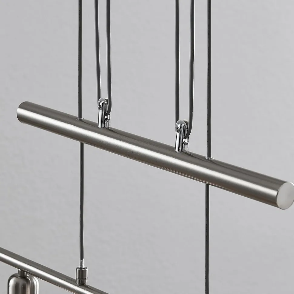 Lindby hanglamp Delira, 3-lamps, nikkel, in hoogte verstelbaar