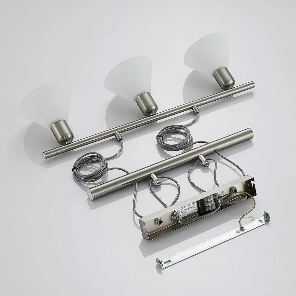 Lindby hanglamp Delira, 3-lamps, nikkel, in hoogte verstelbaar