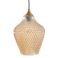Lindby hanglamp Drakar, Ø 22 cm, 3-lamps, amber, glas