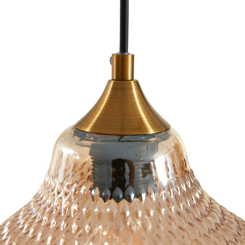 Lindby hanglamp Drakar, Ø 22 cm, 3-lamps, amber, glas