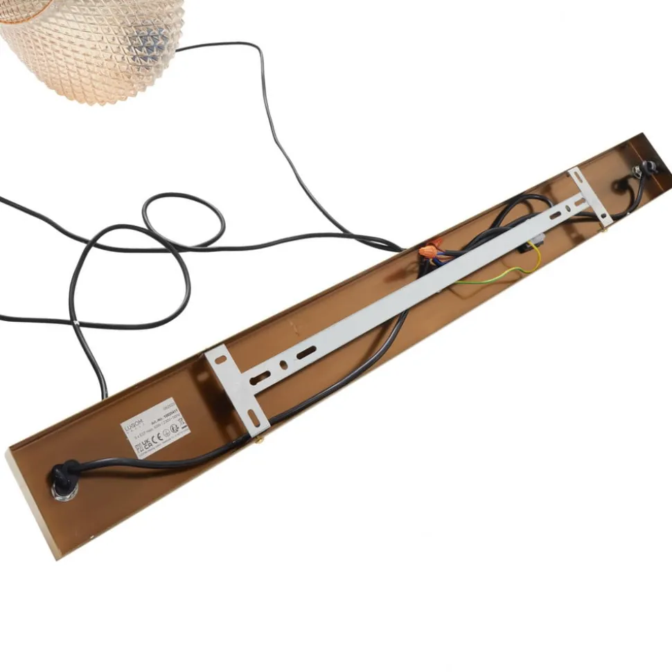 Lindby hanglamp Drakar, Ø 22 cm, 3-lamps, amber, glas