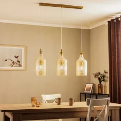 Lindby hanglamp Drakar, 3-lamps, amber, glas, Ø 19,5 cm